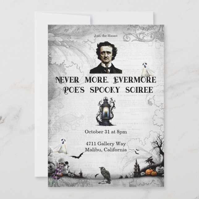 Halloween Poe  Invitation (Front)