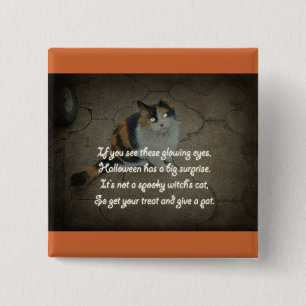 Halloween Poem - Calico Cat 2 Inch Square Button