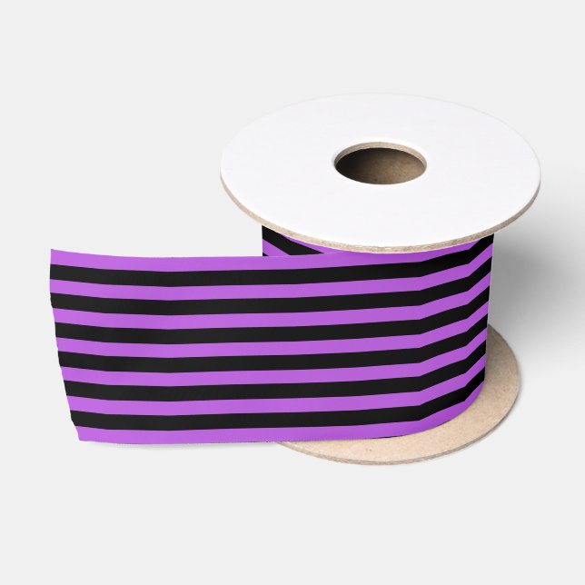 Halloween Poison Purple Stripe Ribbon Satin Ribbon (Spool)