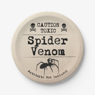 Halloween Poison Spider Venom Skull and Bones Paper Plate