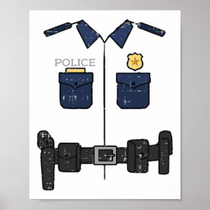 Halloween Police Officer Costume Cop Boys Kids Men Poster