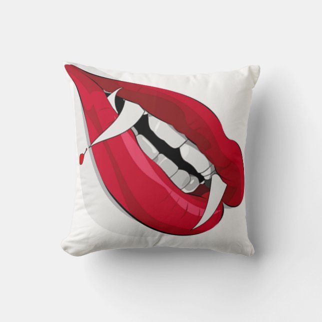 Halloween Polyester Throw Pillow 16" x 16"/Lips (Front)