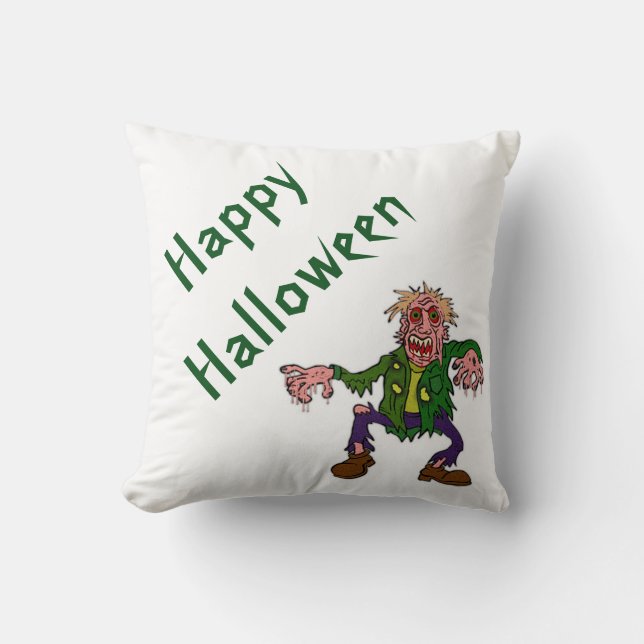 Halloween Polyester Throw Pillow/Green Monster Pillow (Front)