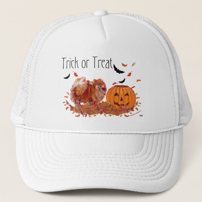 Halloween Pomeranian Trucker Hat (Front)