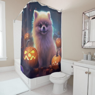 Halloween Pomeranian With Pumpkins Scary 