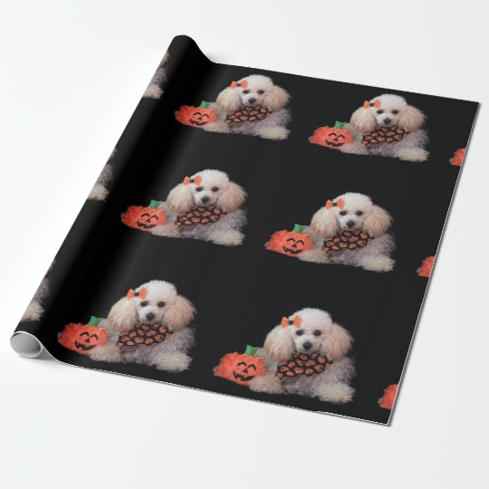 Halloween Poodle dog matte wrapping paper