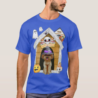 Halloween Poodle Dog Witch Haunted House  T-Shirt