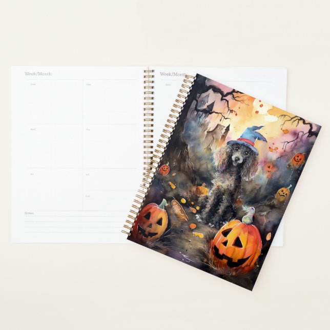  Halloween Poodle With Pumpkins Scary Planner (Display)