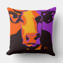 Halloween Pop Art Cow Pillow 