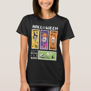 Halloween Postage Stamp Retro Skeleton Halloween K T-Shirt