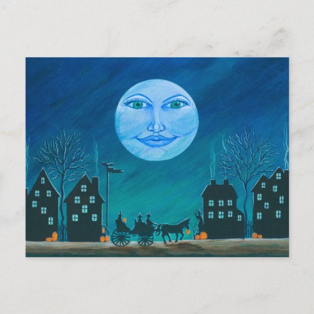 Halloween.postcard,witches,black,cat.horse Postcard (Front)