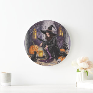 Halloween, Potion Party at The Haunted Hause Large Clock