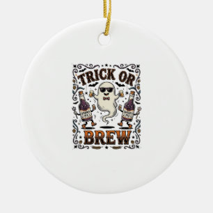 Halloween Potion Trick or Brew Vintage Engraved Hu Ceramic Ornament