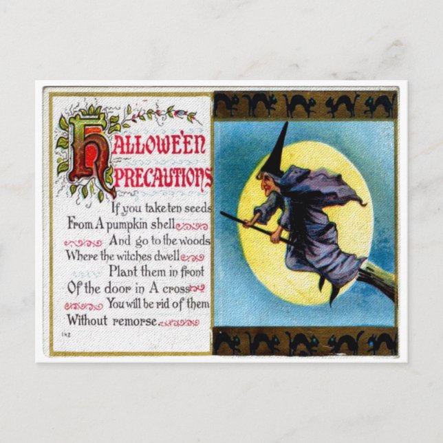 Hallowe'en Precautions Postcard (Front)
