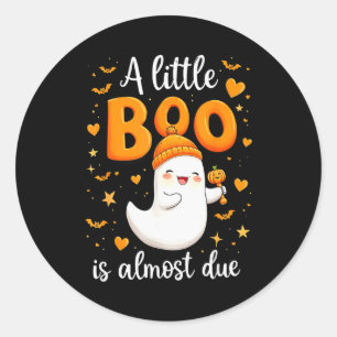Halloween Pregnancy Announcement A Little Boo Is A Classic Round Sticker