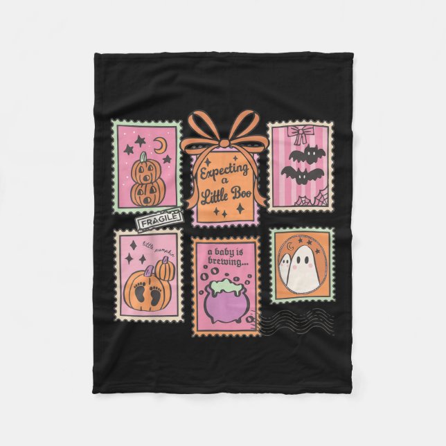 Halloween Pregnancy Announcement Funny Ghost Baby  Fleece Blanket (Front)