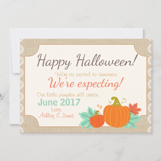 Halloween pregnancy announcement Pumpkin (Front)