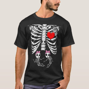 Halloween Pregnancy Announcement Skeleton Girl Twi T-Shirt