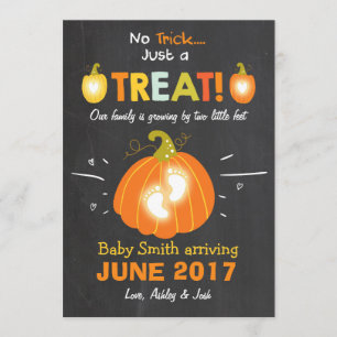 Halloween pregnancy announcement Trick or Treat
