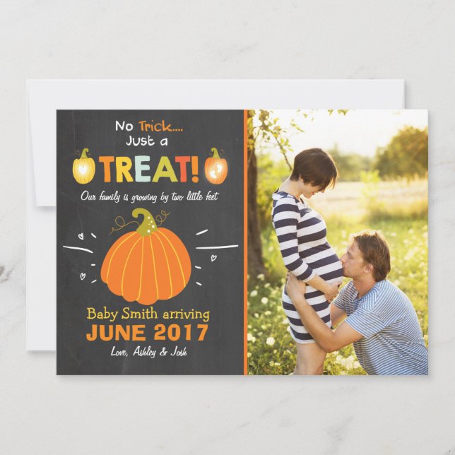Halloween  pregnancy announcement Trick or Treat (Front)