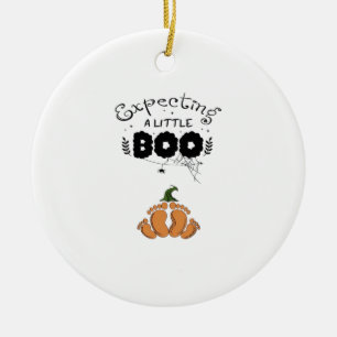 Halloween Pregnancy Mom To Be Expecting Little Boo Ceramic Ornament