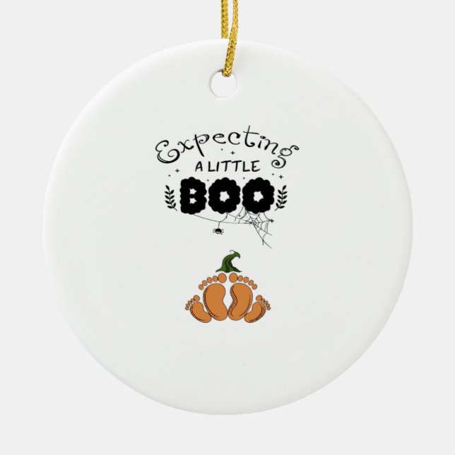 Halloween Pregnancy Mom To Be Expecting Little Boo Ceramic Ornament (Front)