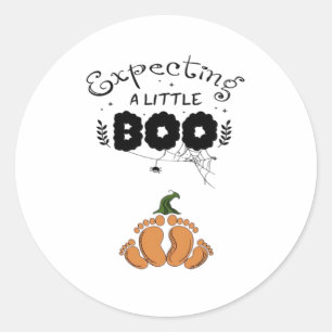 Halloween Pregnancy Mom To Be Expecting Little Boo Classic Round Sticker