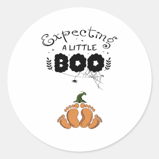 Halloween Pregnancy Mom To Be Expecting Little Boo Classic Round Sticker (Front)