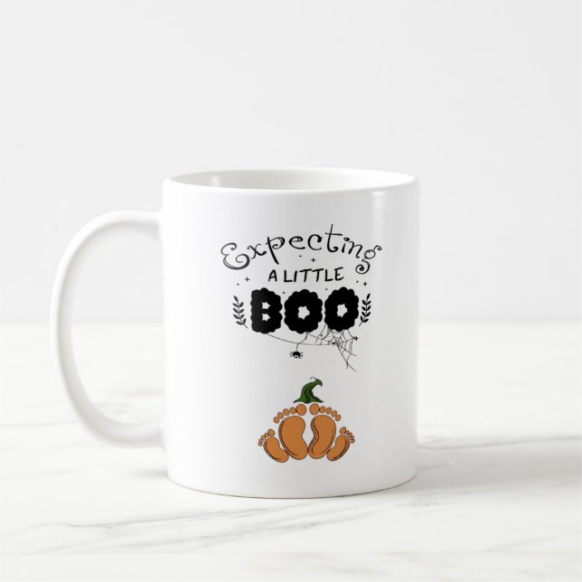 Halloween Pregnancy Mom To Be Expecting Little Boo Coffee Mug (Left)