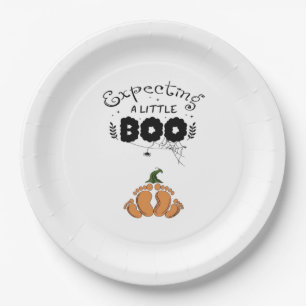Halloween Pregnancy Mom To Be Expecting Little Boo Paper Plate