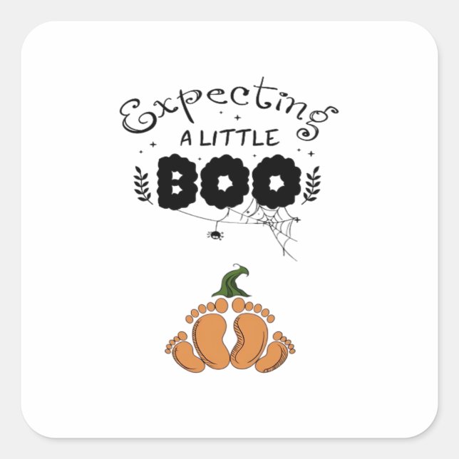 Halloween Pregnancy Mom To Be Expecting Little Boo Square Sticker (Front)