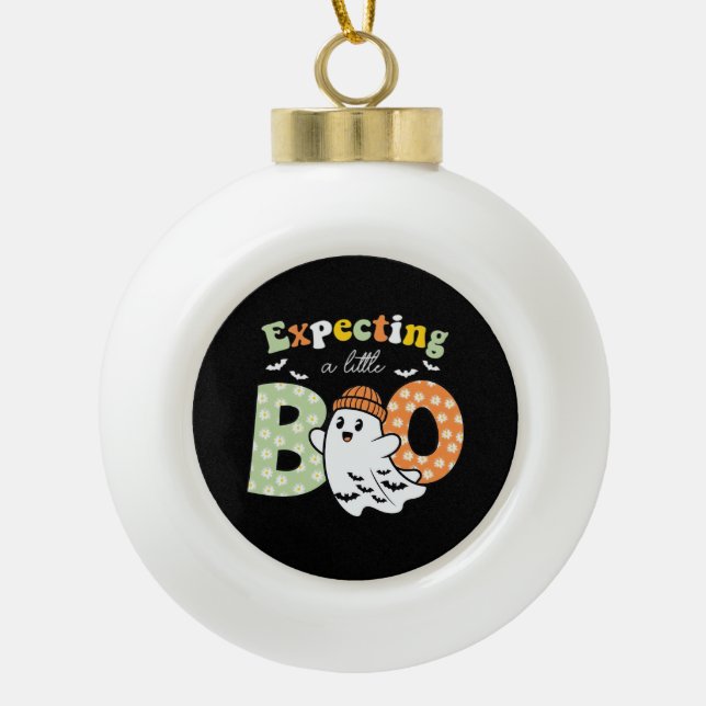 Halloween Pregnancy Pregnance Mom To Be Expecting  Ceramic Ball Christmas Ornament (Front)