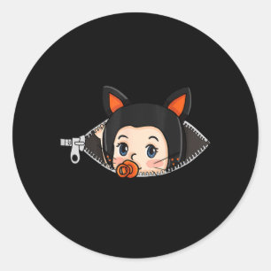 Halloween Pregnancy Shirt - Black Cat Ears Baby Classic Round Sticker