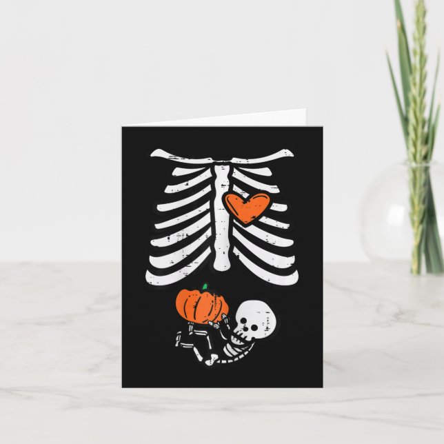 Halloween Pregnancy Skeleton Baby Halloween Costum Card (Front)