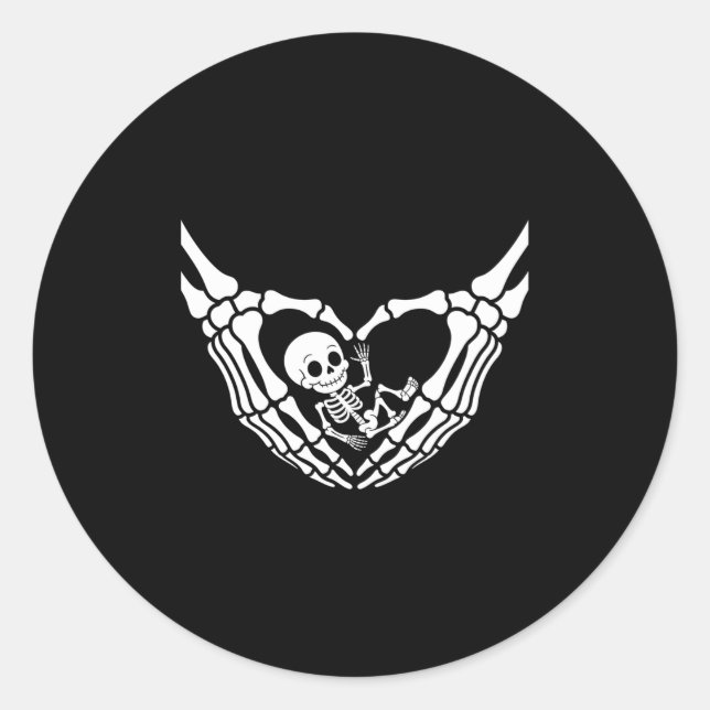 Halloween Pregnant Baby Skeleton Spooky Season New Classic Round Sticker (Front)