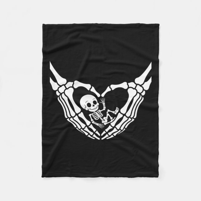 Halloween Pregnant Baby Skeleton Spooky Season New Fleece Blanket (Front)