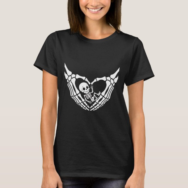 Halloween Pregnant Baby Skeleton Spooky Season New T-Shirt (Front)
