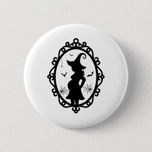 Halloween Pregnant Witch And Mirror Witch Costume 2 Inch Round Button
