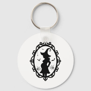 Halloween Pregnant Witch And Mirror Witch Costume Keychain