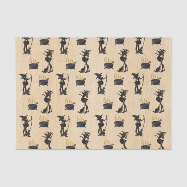 Halloween Pregnant Witch Baby is Brewing Shower Tissue Paper (Front)