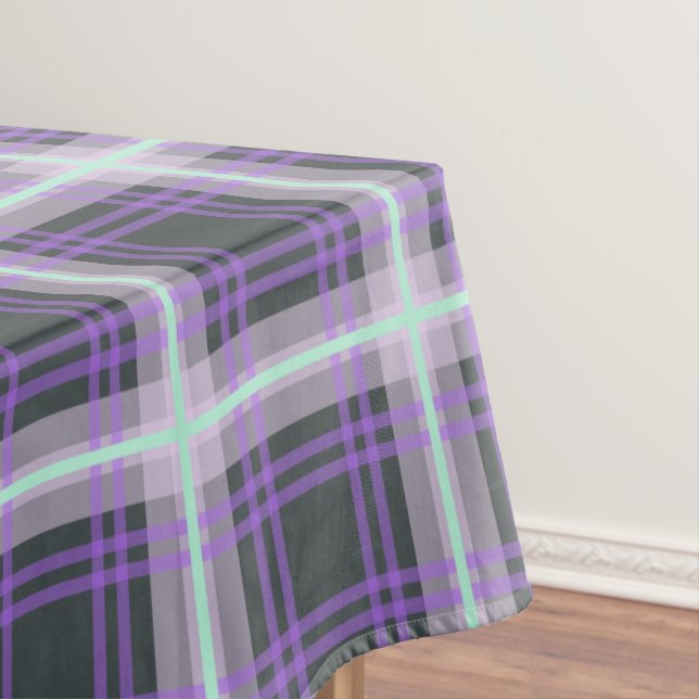 Halloween Preppy Pastel Goth Witch Plaid Tablecloth (In Situ)
