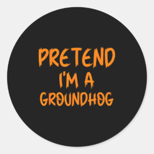 Halloween Pretend Im A Groundhog Costume Lazy Grou Classic Round Sticker