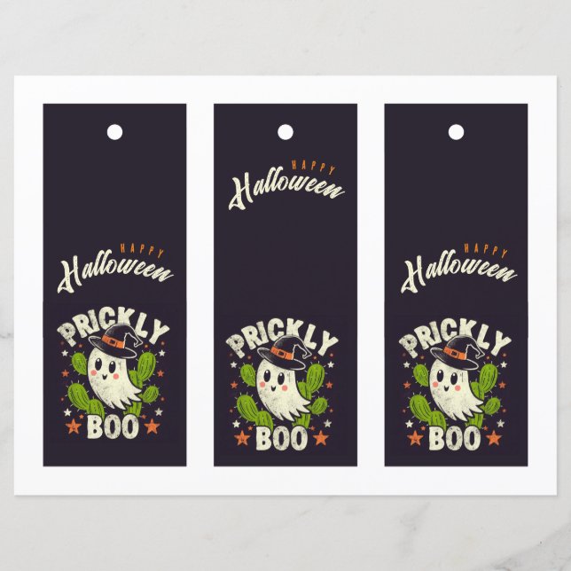 Halloween Prickly boo cactus bookmarks (Front)