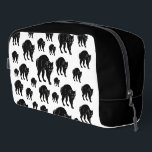 Halloween Prowling Black Cat Silhouette Drawing Dopp Kit<br><div class="desc">Toiletries Dopp Kit Tote Bag all over print style fashion statement accessory printed with a Halloween Prowling Black Cat Silhouette Drawing hand drawn graphic artwork drawing design illustration by TheFabricSeal print on demand shop at Zazzle.com #ZazzleMade ©️Original. https://www.zazzle.com/store/thefabricseal This Halloween classic looking vintage yet modern contemporary simple minimalist style art...</div>