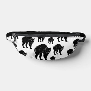 Halloween Prowling Black Cat Silhouette Drawing Fanny Pack