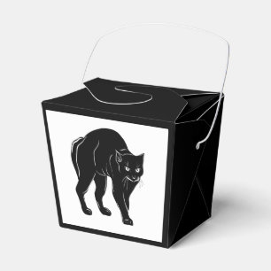 Halloween Prowling Black Cat Silhouette Drawing Favor Box