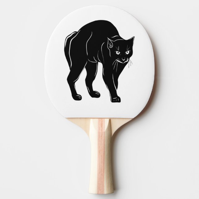 Halloween Prowling Black Cat Silhouette Drawing Ping Pong Paddle (Front)