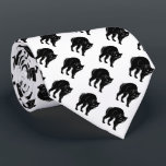 Halloween Prowling Black Cat Silhouette Drawing Tie<br><div class="desc">Neck Tie business suit and casual fun fashion statement apparel attire accessory printed with a Halloween Prowling Black Cat Silhouette Drawing hand drawn graphic artwork drawing design illustration by TheFabricSealTieShop print on demand shop at Zazzle.com #ZazzleMade ©️Original. https://www.zazzle.com/store/thefabricsealtieshop This Halloween classic looking vintage yet modern contemporary simple minimalist style art...</div>