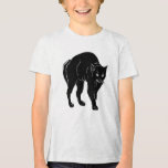 Halloween Prowling Black Cat Silhouette Drawing Tri-Blend Shirt<br><div class="desc">Kid's Bella Canvas Youth Tri-Blend T-Shirt and casual fun fashion statement apparel accessory printed with a Halloween Prowling Black Cat Silhouette Drawing hand drawn graphic artwork drawing design illustration by TheFabricSeal print on demand shop at Zazzle.com #ZazzleMade ©️Original. https://www.zazzle.com/store/thefabricseal This Halloween classic looking vintage yet modern contemporary simple minimalist style...</div>
