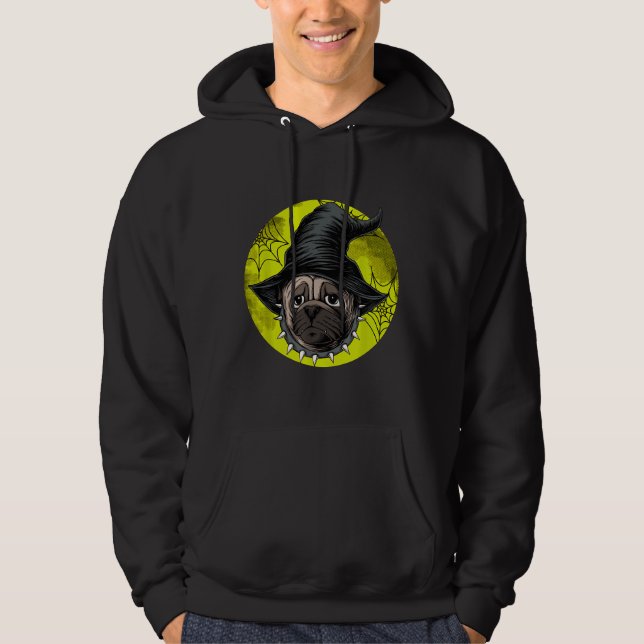Halloween Pug Dog Lovers Pumpkin Grunge Jack O Lan Hoodie (Front)